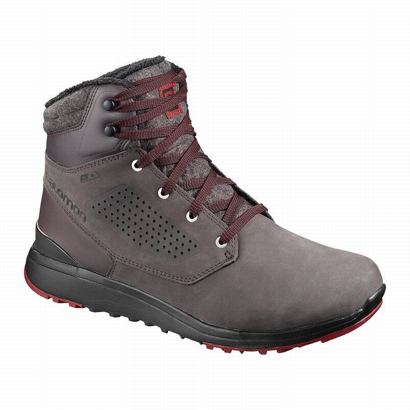 Salomon Israel UTILITY CLIMASALOMON™ WATERPROOF - Mens Winter Boots - Chocolate/Black (EDHV-37150)